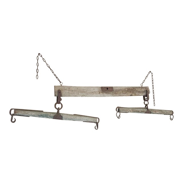 Antique Hand Forged Ox Yoke Primitive Western Farm Tool W Iron Rings Room Decor For Sale