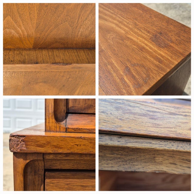 Mid Century Modern Broyhill Attributed Walnut Veneer Chest of Drawers Highboy Dresser For Sale - Image 10 of 12
