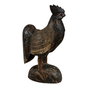 1980s Hand-Carved Wood Rooster Sculpture From Jamaica, 18”