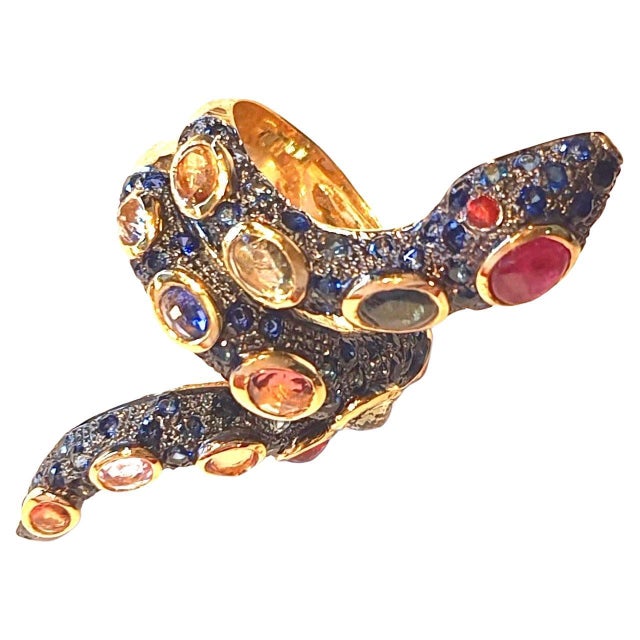 Bochic "Orient" Serpent Fancy Sapphire and Ruby Ring For Sale - Image 11 of 18