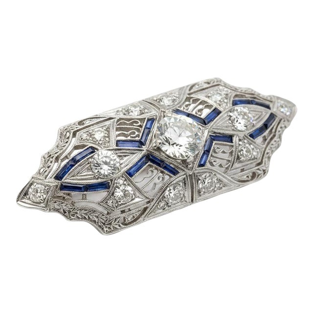 Early 20th Century Platinum Art Deco Brooch For Sale