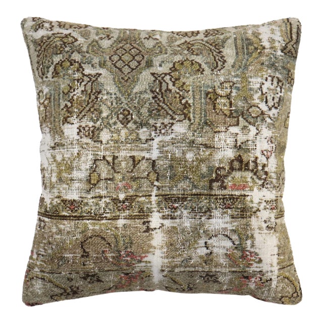 Worn Persian Bibikabad Rug Pillow rug no. 31085h For Sale