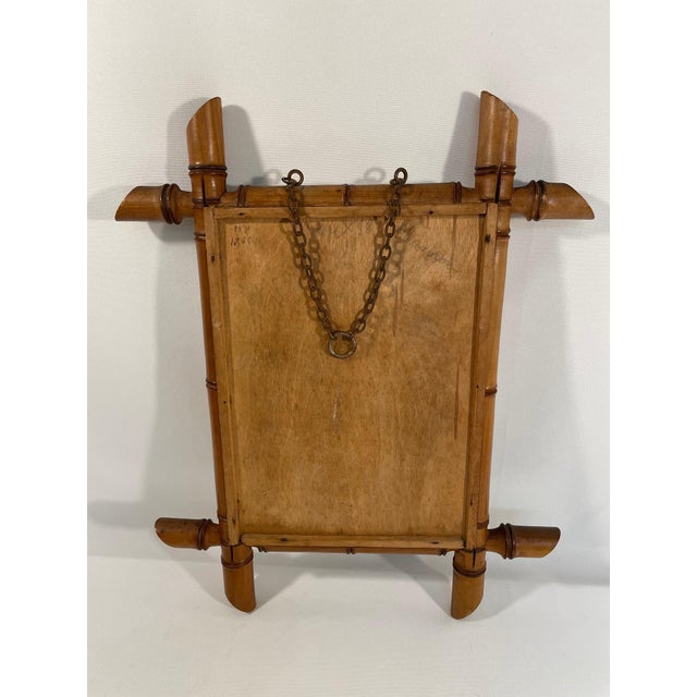 Brown Early 1900s French Faux Bamboo Turned Wood Accent Mirror For Sale - Image 8 of 17