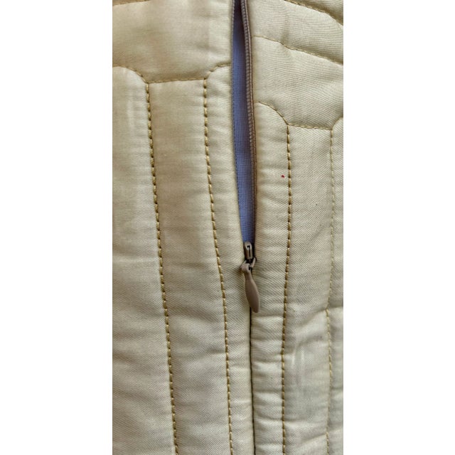 Beige Quilted Italian Decorative Pillow by Pratesi For Sale In Palm Springs - Image 6 of 10