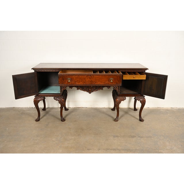 1920s Berkey & Gay Style Chippendale Carved Mahogany Sideboard or Bar Cabinet, Circa 1920s For Sale - Image 5 of 18