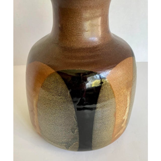1970s 1970's Organic MCM Glazed Ceramic Pottery Vase For Sale - Image 5 of 9