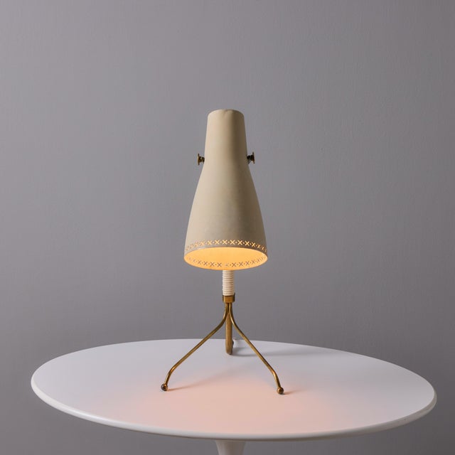 1950s 1950s Hans Bergström Model E1271 Perforated Metal & Brass Table Lamp for Asea For Sale - Image 5 of 12