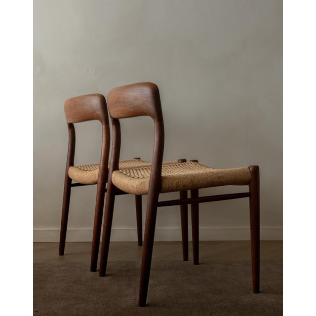 Vintage Danish Model 75 Dining Chairs in Teak by Niels Otto Møller for J.L. Møllers Møbelfabrik, 1950s, Set of 4 For Sale - Image 10 of 18