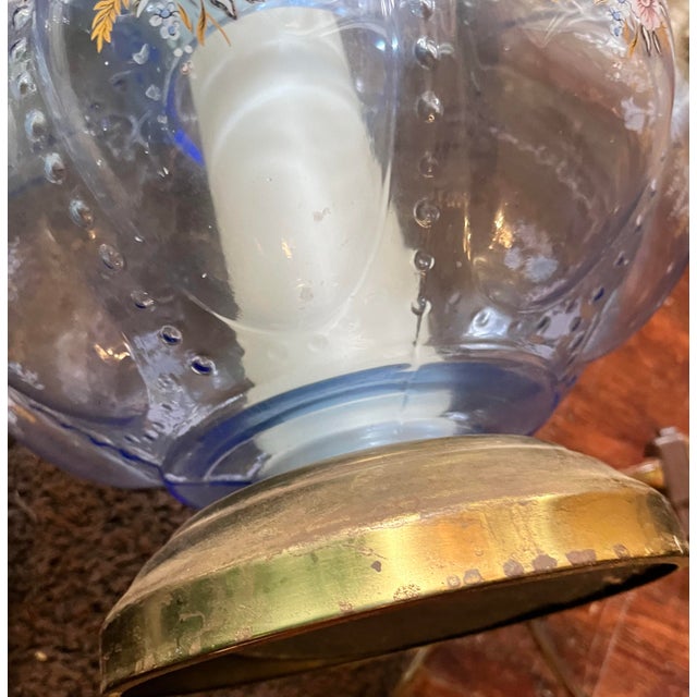 1950s Pair of Mid-Century Modern Murano Style Blue Bullicante Glass Lamps For Sale In Dallas - Image 6 of 12
