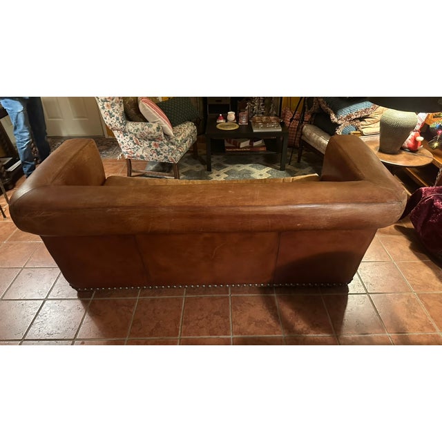 Ralph Lauren 1990s Vintage Ralph Lauren Brown Leather Sofa For Sale - Image 4 of 10