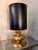 1970s Gilt Brass Black Cylindrical Lampshade Table Lamp, 1970s For Sale - Image 5 of 6