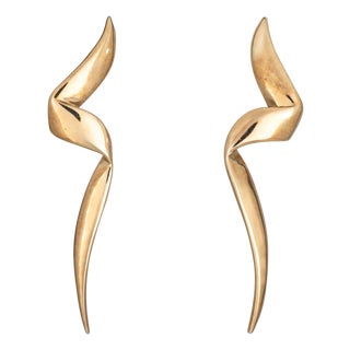 C1983 Tiffany & Co Chrysalis Earrings 18k Yellow Gold Ribbon Signed Picasso For Sale