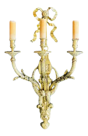 French Bronze Three Light Electrified Wall Sconce