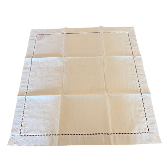 1940s Antique French Embroidered Wedding Trousseau Linen Sheet from Fleur Bleue and Pillowcases from Linvosges, 1940, Set of 3 For Sale - Image 5 of 11
