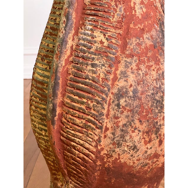 19th Century Mediterranean Studio Terra Cotta Floor Vase With Stylized Seahorses For Sale - Image 11 of 14