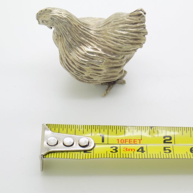 Vintage Italian Handmade Genuine Silver Hen Large Figurine Detailed Collectible For Sale - Image 10 of 10