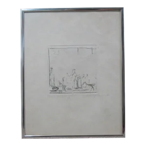 Alberto Giacometti Signed Artist Proof Monotype Engraving Bottles in the Studio