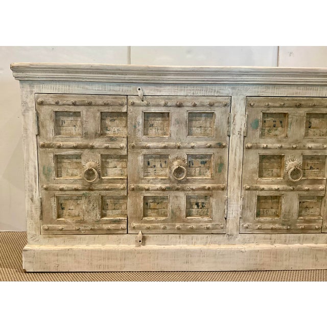 Rustic Cream Finished Four Door Sideboard | Chairish