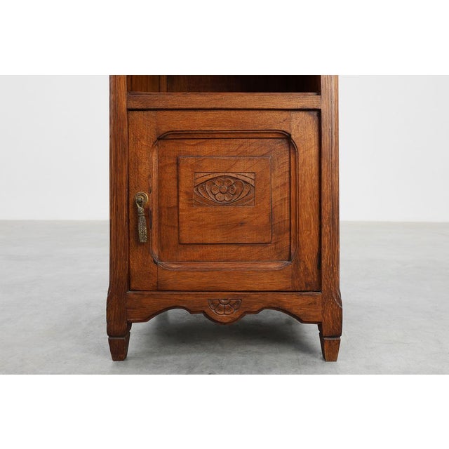 1920s Art Deco Nightstand in Oak with Carrara Marble Top, France, 1920s For Sale - Image 5 of 11