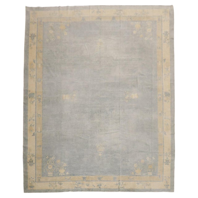 Light Blue Antique Chinese Rug - 9'2" x 11'5" For Sale - Image 15 of 18
