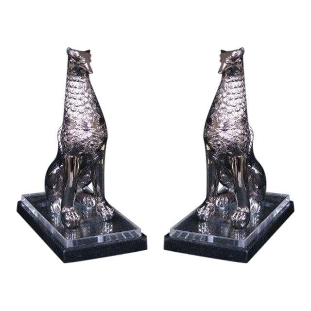 Wildwood Griffin Chrome on Marble Bases Bookends - a Pair For Sale - Image 12 of 12