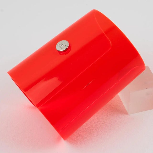 Orange Courreges Paris Orange Acrylic Cuff Bangle Bracelet For Sale - Image 8 of 10