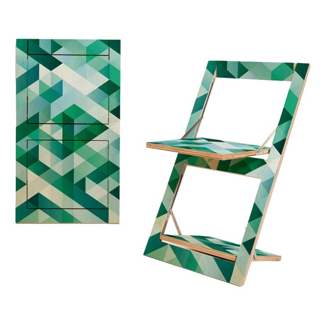 Fläpps Folding Chair in Criss Cross Green on Birch from Ambivalenz For Sale