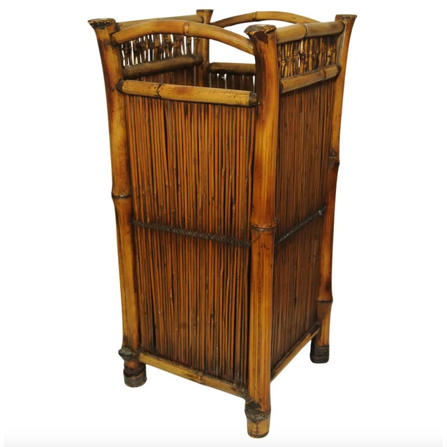 Vintage Bamboo Hallway Chinoiserie Umbrella Stand, 1950s, in Good conditions. Designed 1950 to 1959