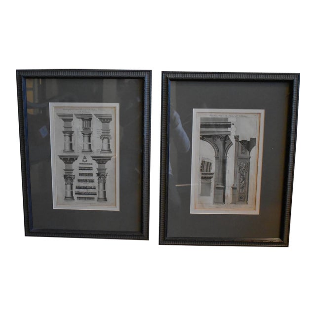 Set of 1990s Corinthian Architectural Prints in the Style of Restoration Hardware, Framed For Sale