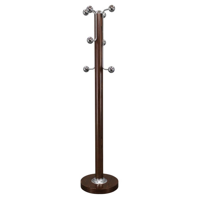 Vintage Italian Coat Rack in Iron with Chrome-Plated Plastic and Wood Base, 1970s For Sale - Image 11 of 11