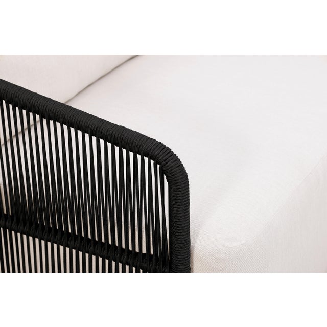 Alpine Teak Wood Outdoor Loveseat With Black Rope Design For Sale In Chicago - Image 6 of 11