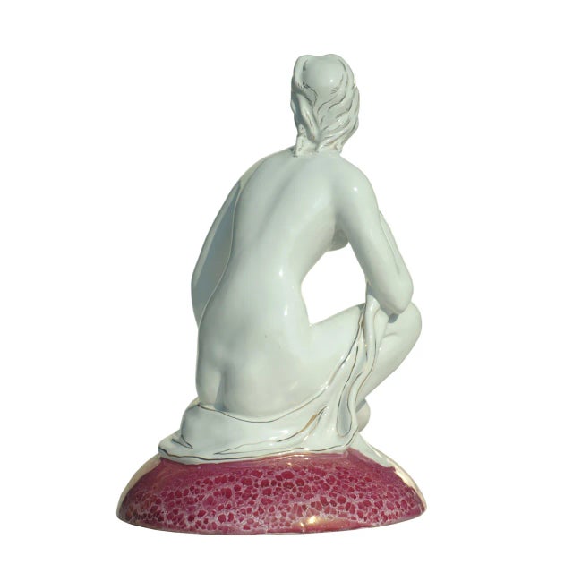 Art Deco Italian Pottery Figure of Woman from Forlani Laveno, 1940 For Sale - Image 4 of 7