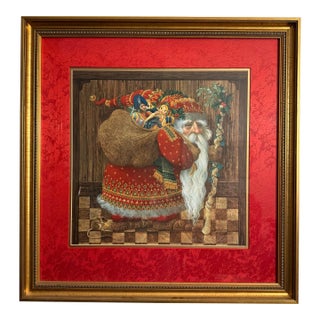 Signed James C. Christensen "Olde World Santa" Framed Limited Edition Lithograph Number 167/3500 For Sale