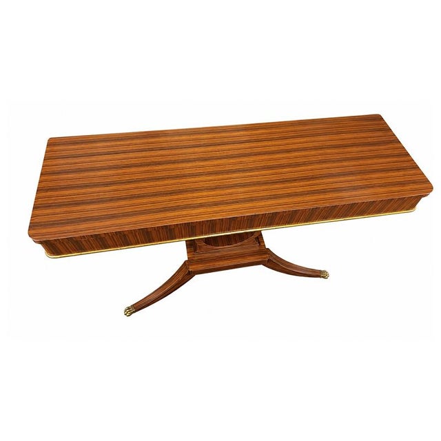 Art Deco Console Table in Burl and Brass, 1980s For Sale - Image 3 of 6