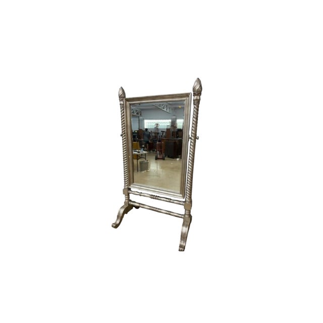 Maitland - Smith Maitland-Smith Neoclassical Silver Leaf Dressing Floor Mirror For Sale - Image 4 of 18