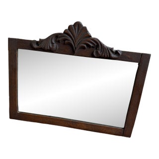 Hand Carved Oak Wood Mirror Landscape For Sale