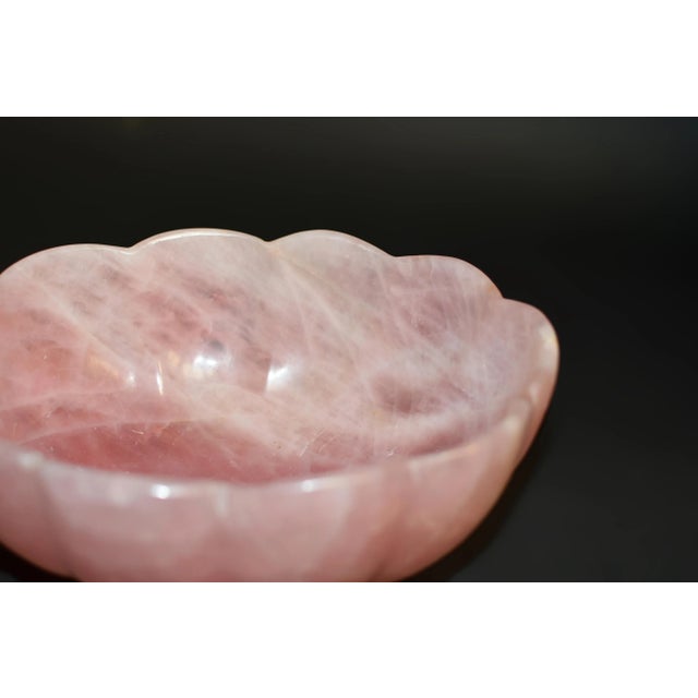 Rose Quartz Lotus Bowl 8" For Sale - Image 12 of 12