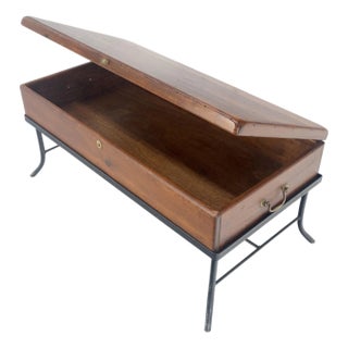 Vintage Hope Chest Storage Box on Metal Frame Box For Sale