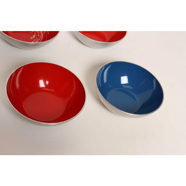 Set of Twelve Small Danish Modern Enamel and Brushed Aluminum Snack Bowls For Sale - Image 9 of 18