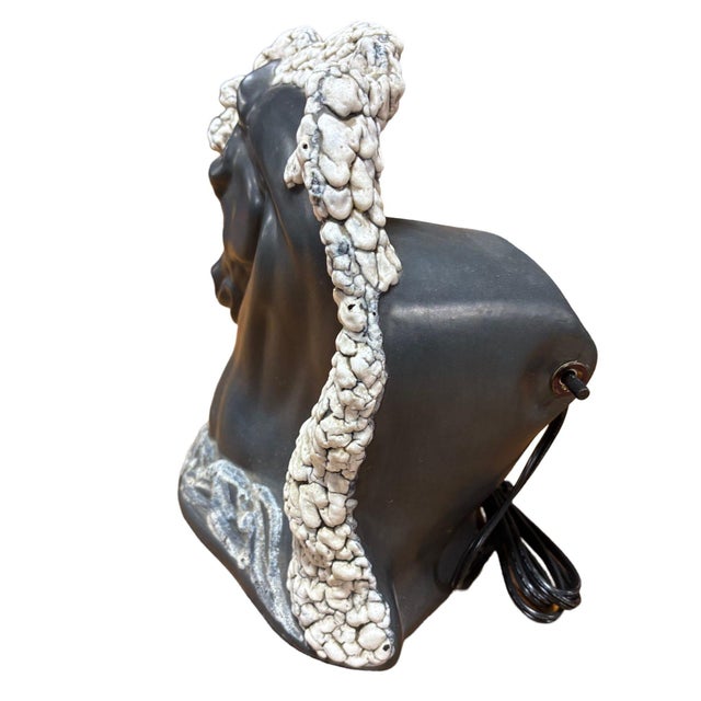 Mid-Century Tv Lamp Horse Bust Grey and White For Sale - Image 4 of 4