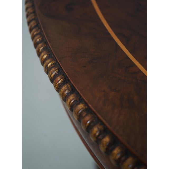 Brown Italian Burl Walnut Round Neoclassical Center Table For Sale - Image 8 of 13