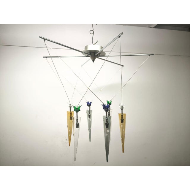Chandelier with Multicolored Cones by Lamp International, 1990s For Sale - Image 4 of 18