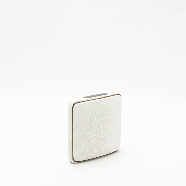 R & Y Augousti Shagreen Vase With Brass Details by R&y Augousti For Sale - Image 4 of 6