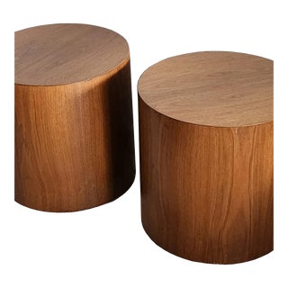 Mid 20th Century Drum Tables in the Style of Milo Baughman, a Pair For Sale