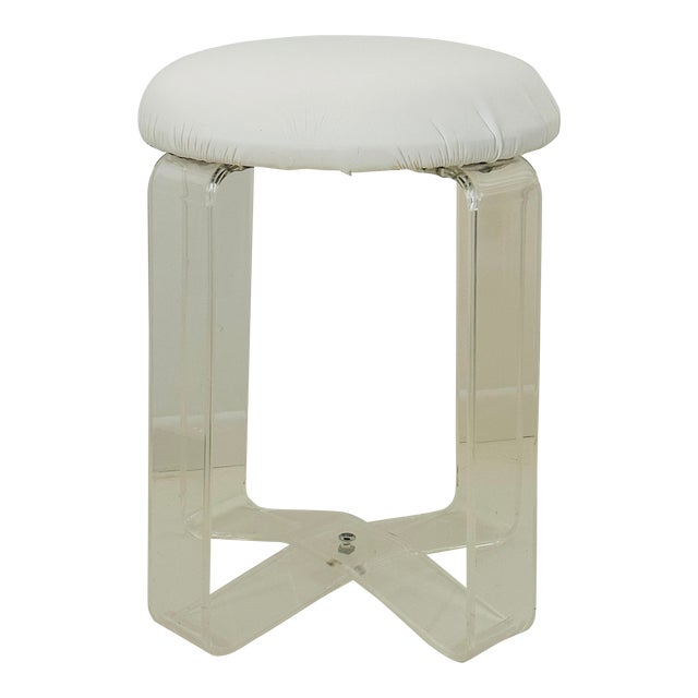 1970s Mid Century Lucite Vanity Stool For Sale