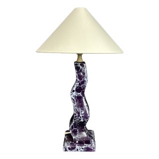Postmodern French Zig Zag Faux Marble Table Lamp, 1980s For Sale