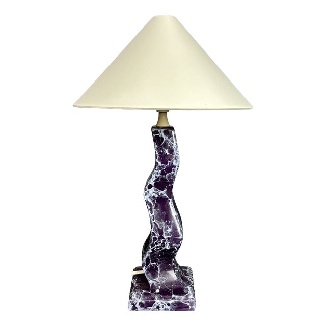 Postmodern French Zig Zag Faux Marble Table Lamp, 1980s For Sale