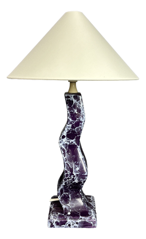 Postmodern French Zig Zag Faux Marble Table Lamp, 1980s