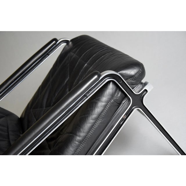 Andre Vanden Beuck Aluline Lounge Chair in Black Leather For Sale - Image 4 of 12