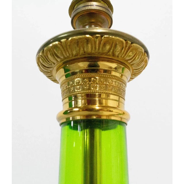 Empire Style Glass and Brass Column Table Lamp, France, Set of 2 For Sale - Image 11 of 14